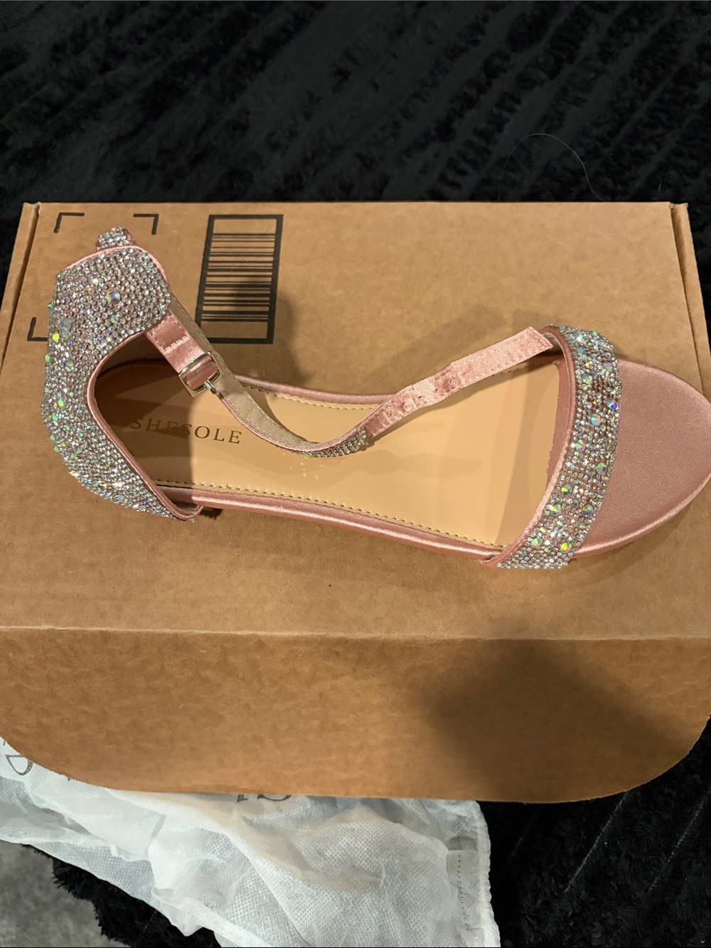 Women's Pink Crystal Embellished Evening Sandals size 10 wedding
